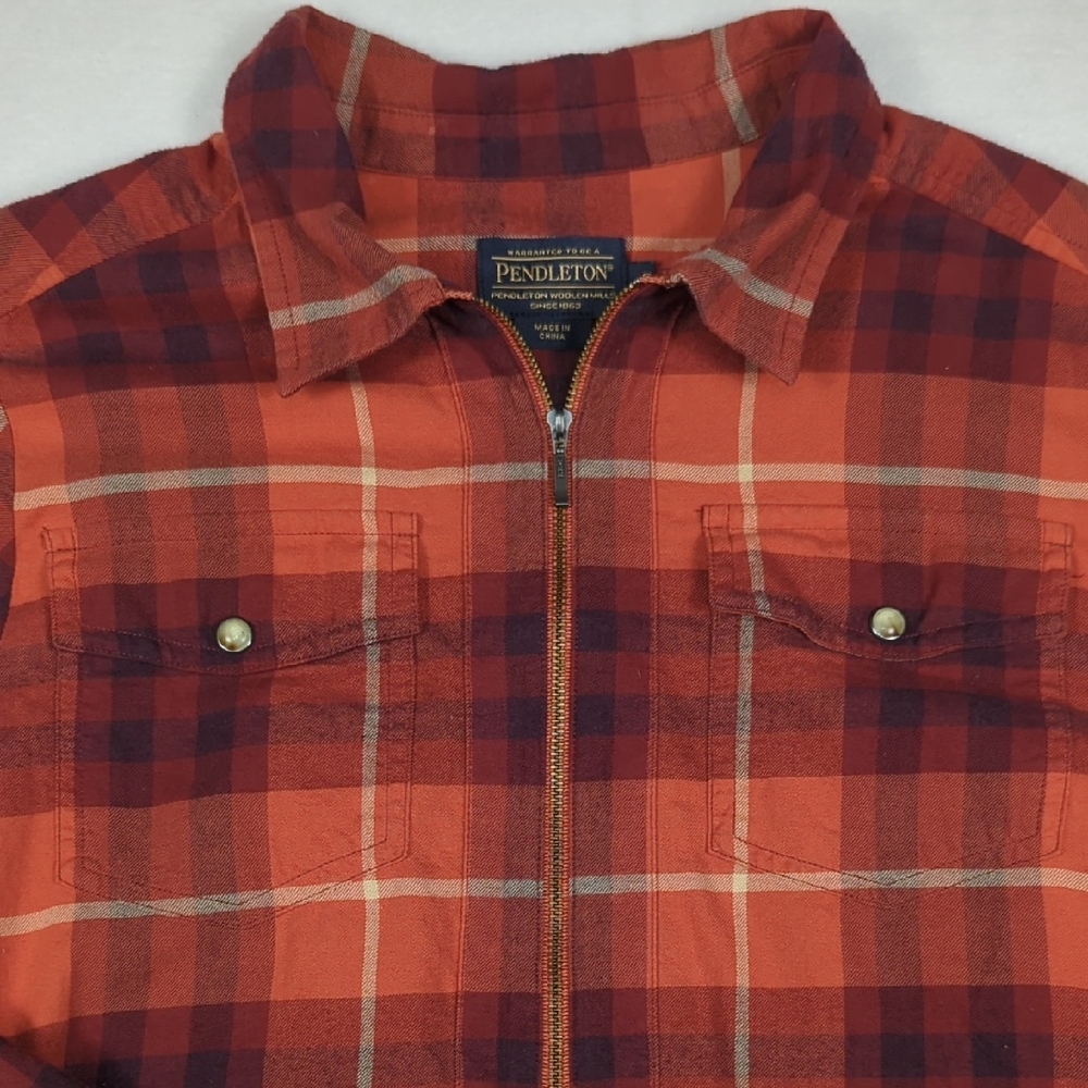 Pendleton Canyon Half Zip Women's Cotton Pullover Shirt Plaid Size Small‎